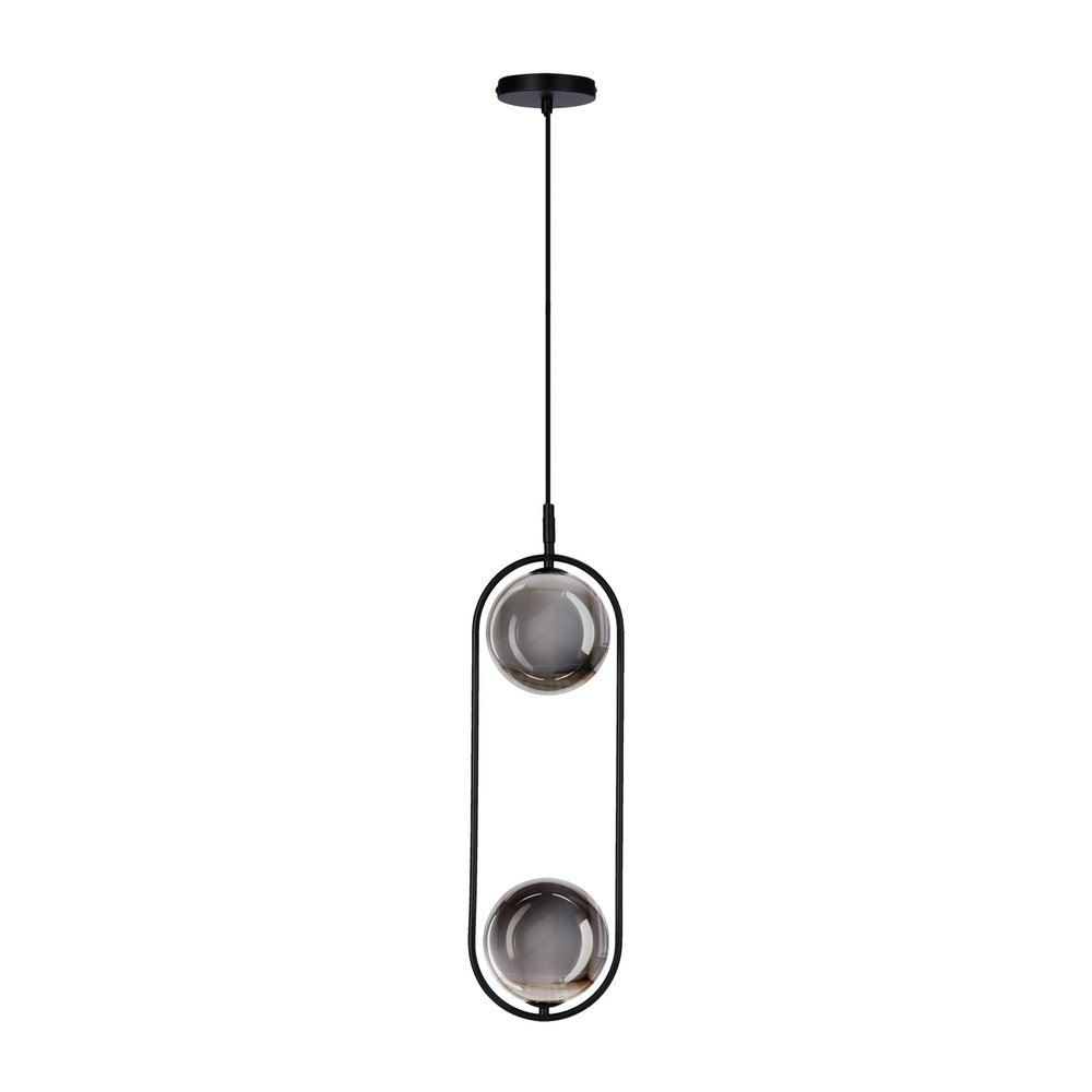 Elegantná závesná lampa CORDEL - čierna s grafitovými guľôčkovými tienidlami - minimalistické osvetlenie obývačky 2x G9 LED