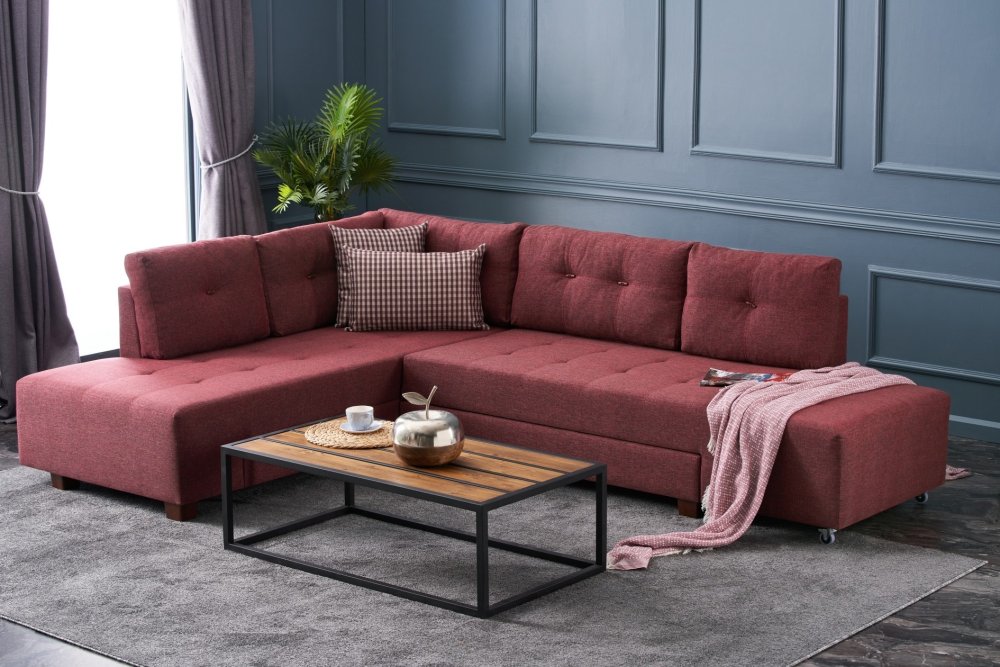 Rohová rozkladacia pohovka Manama Corner Sofa Bed Left - Claret Red