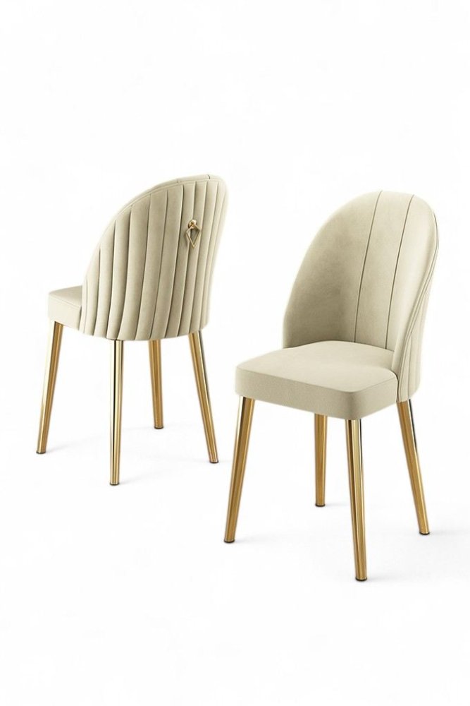 Súprava stoličiek (4 kusy) Mara - Cream, Gold