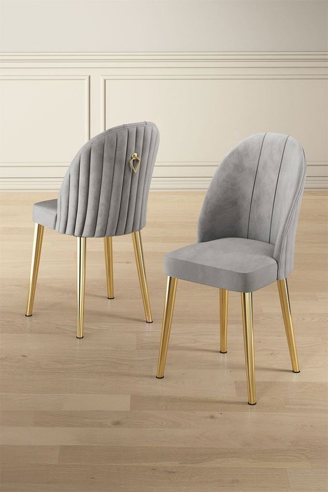 Súprava stoličiek (6 kusov) Mara - Grey, Gold