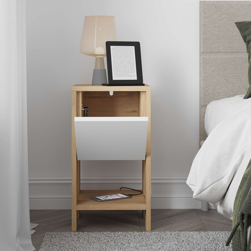 Noční stolek Ema - Sapphire Oak, White (obrázek 7)
