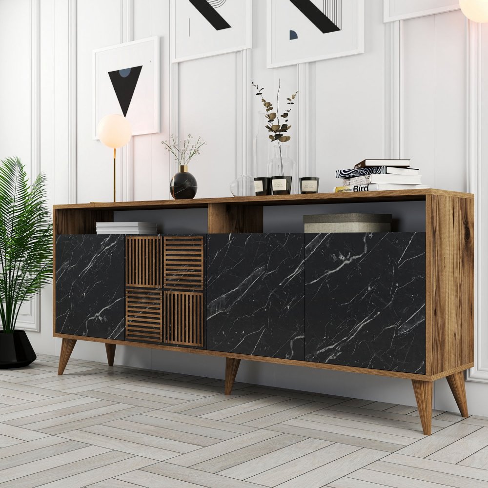 Konzolový stolek Milan - Walnut, Black Marble (obrázek 7)