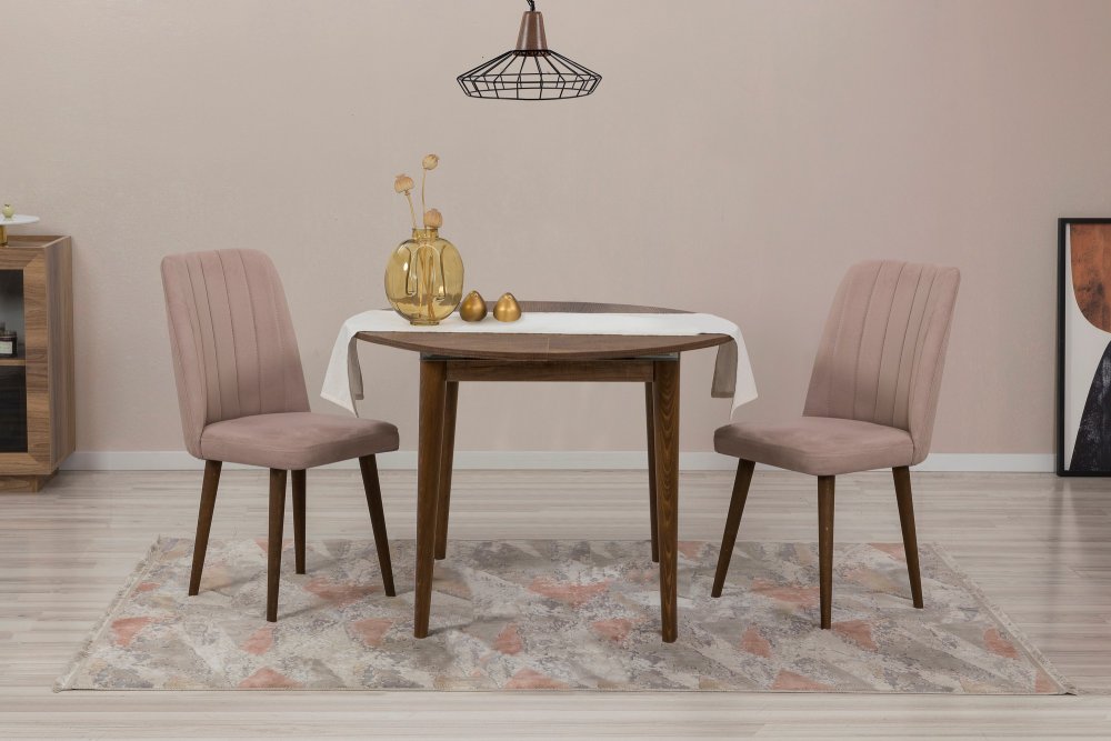 Jedálenský set s rozkladacím stolom a stoličkami (3 kusy) Vina 0900 - Walnut, Stone