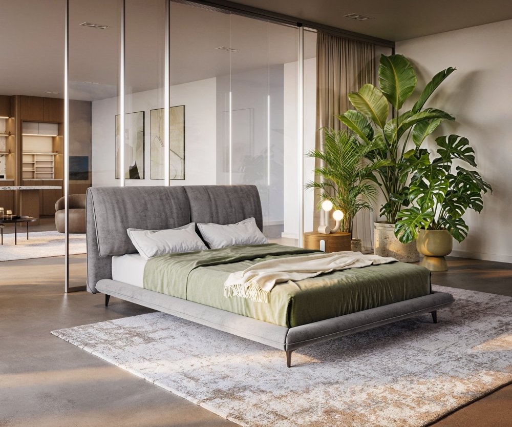Čalúnená posteľ Cusino 140x200 cm mikrovlákno sivá
