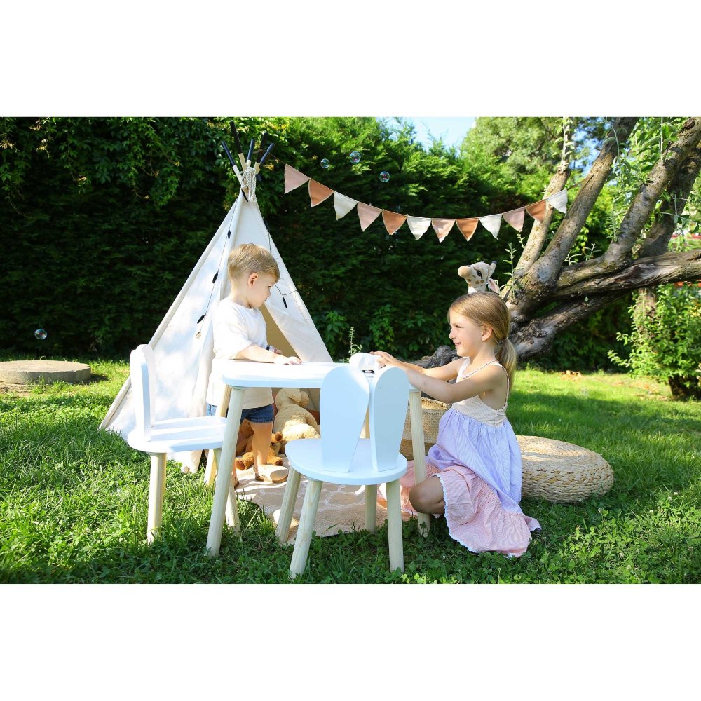 Kid's Table Set Bunny Two Chair Set - White
