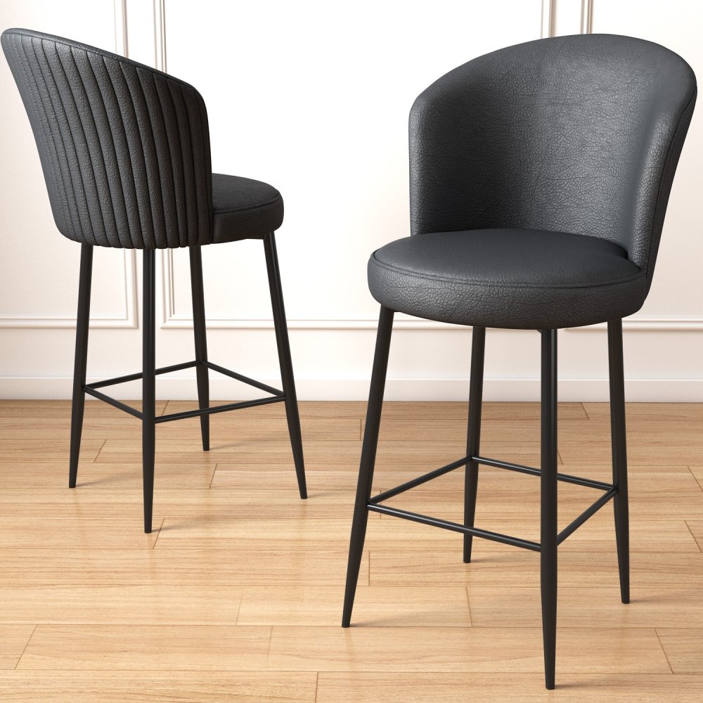 Bar Stool Set (2 Pieces) Uras - Anthracite, Black