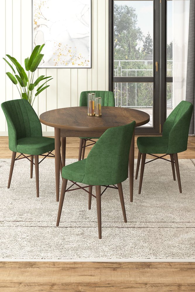 Dining Table & Chairs Set (5 Pieces) Rox - Baroque, Khaki