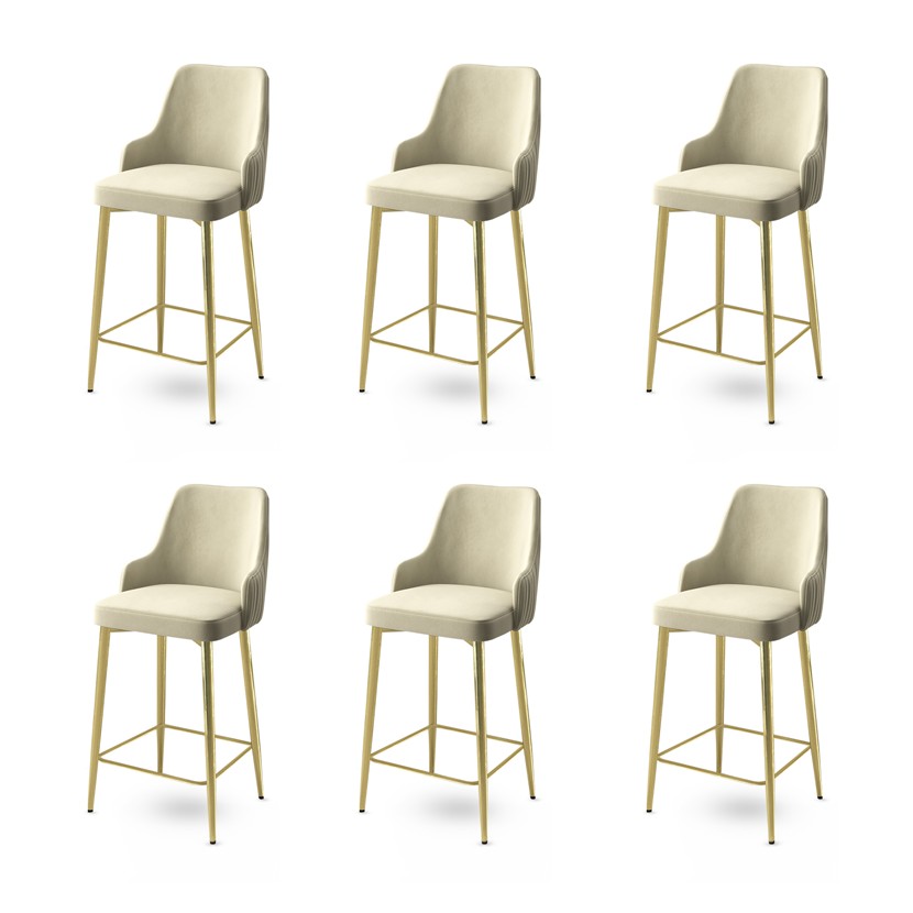 Bar Stool Set (6 Pieces) Enox - Cream, Gold