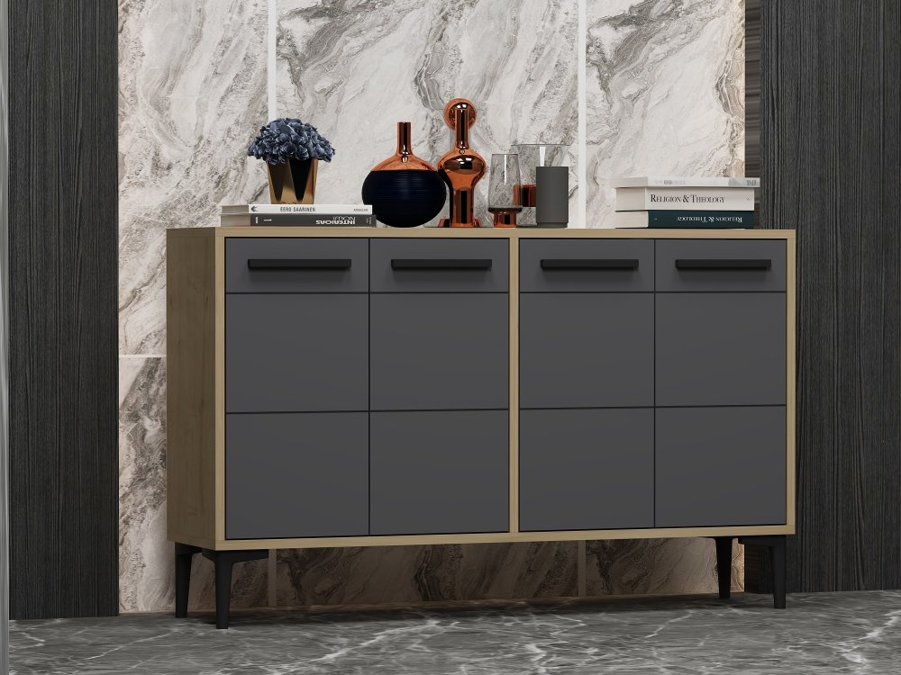 Konzolový stolík Stria - Sapphire Oak, Anthracite