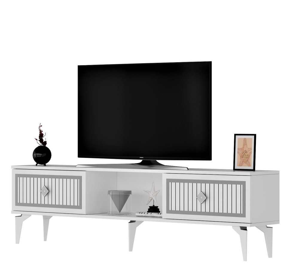 TV stolík Nil - White, Silver