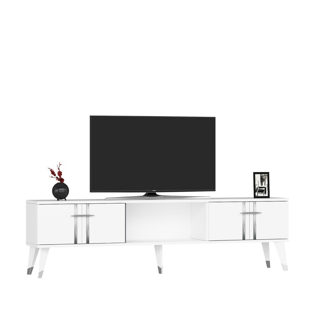 TV stolík Asel - White, Silver