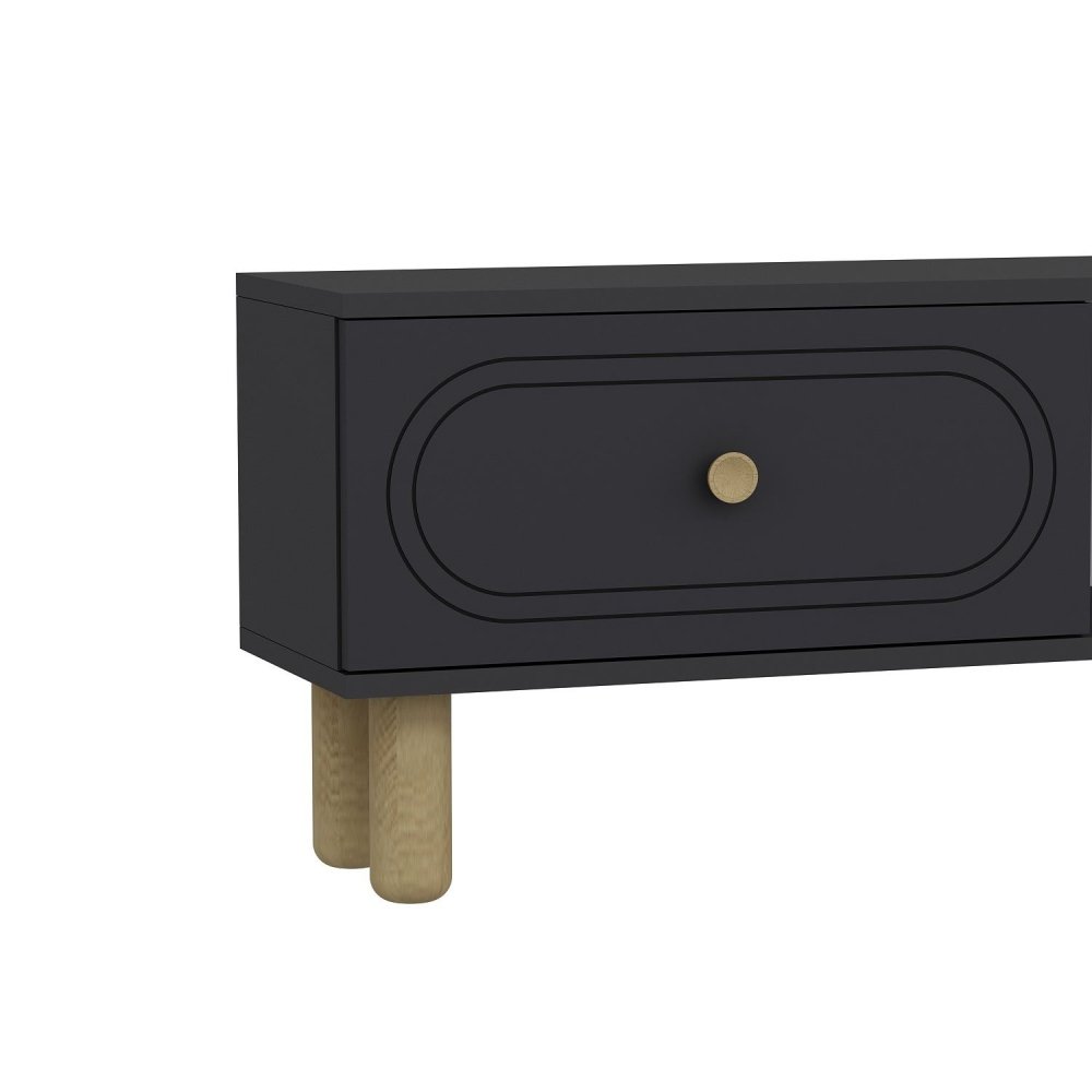 TV stolek Polen Bohem Fireplace - Anthracite (obrázek 4)