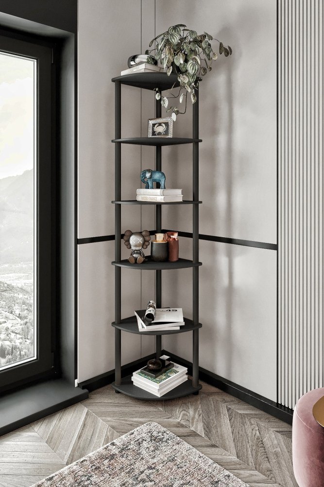 Knižnica Bookcase 6 Corner - Black