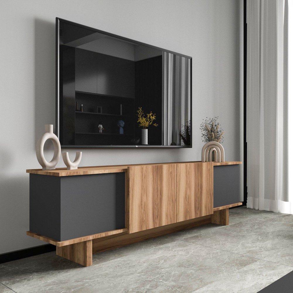 TV stolík Diana - Anthracite, Walnut