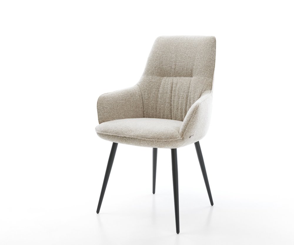 Jedálenská stolička Zelia-Flex s opierkami tkanina mäkký béžová 4-nohá