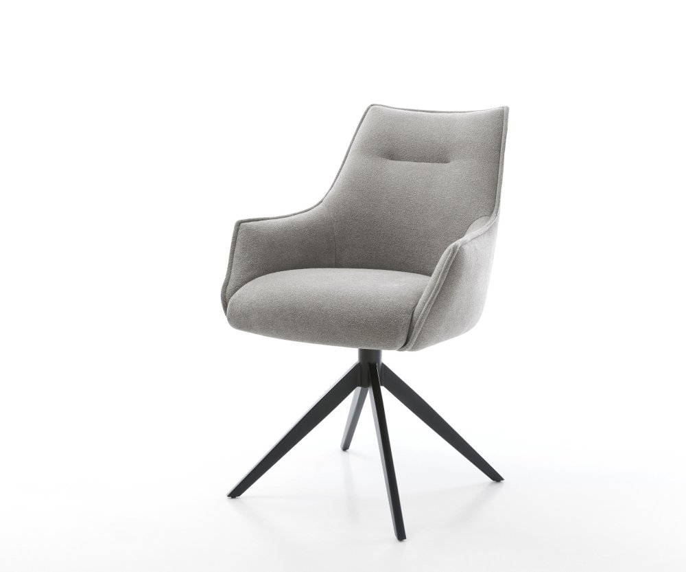 Jedálenská stolička Alja-Flex s opierkami texturovaná látka mäkká sivá