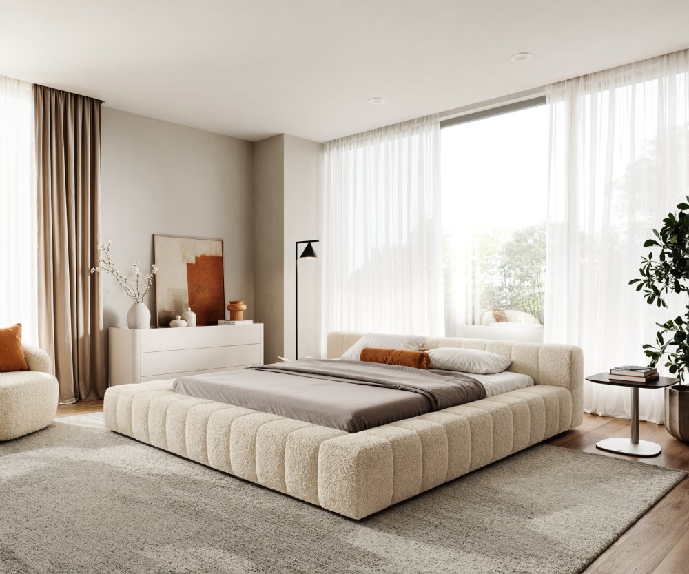 Čalúnená posteľ Espazio 180x200 cm teddy látka béžová