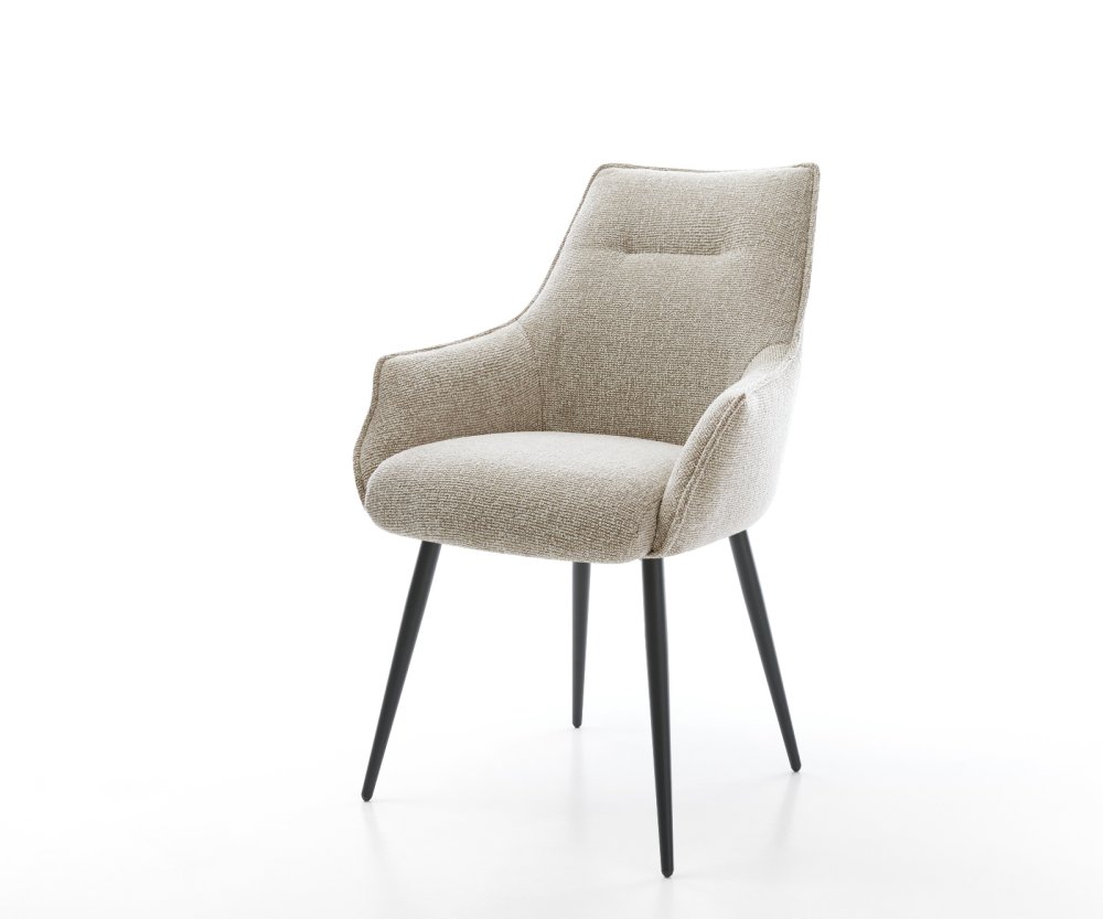 Jedálenská stolička Alja-Flex s opierkami tkanina mäkká béžová 4-nohá