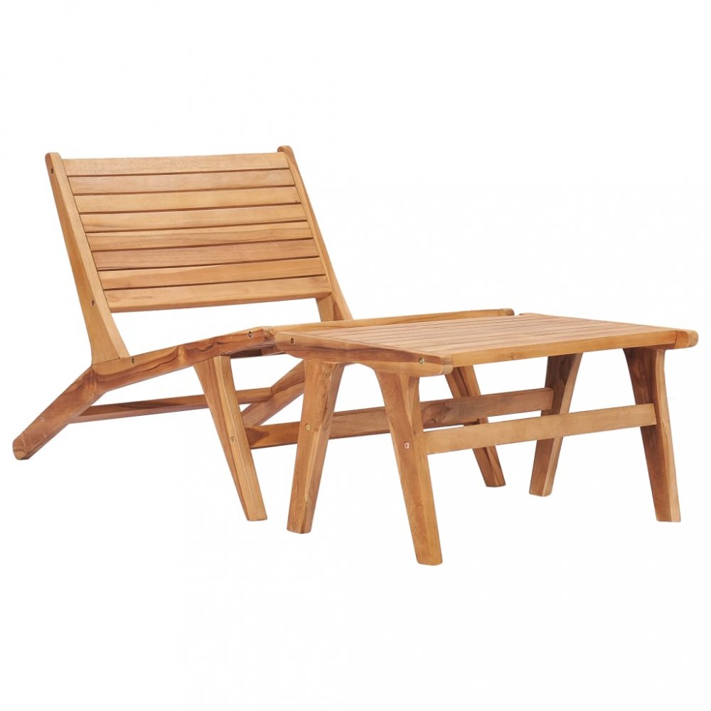 E-shop Záhradná stolička s podnožkou teakové drevo Dekorhome