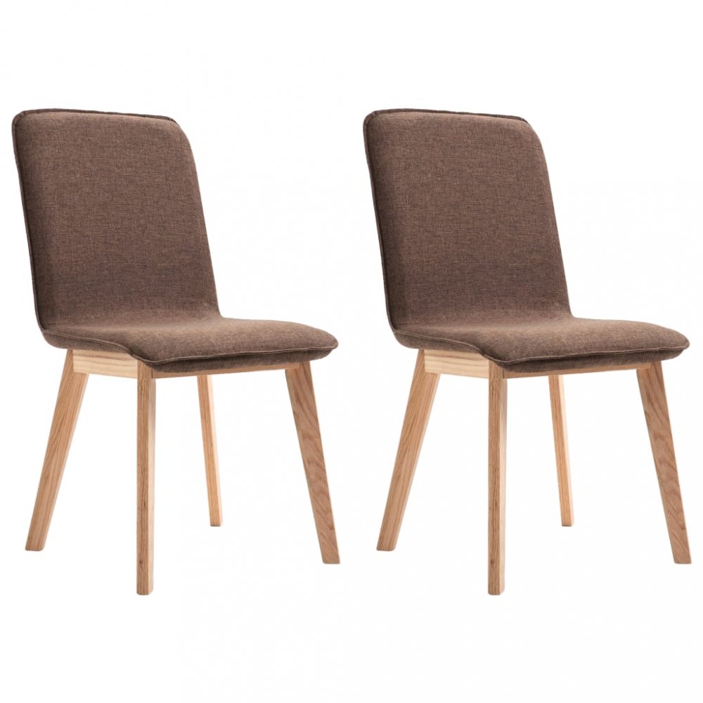 Jídelní židle 2 ks látka / dub Dekorhome Hnědá