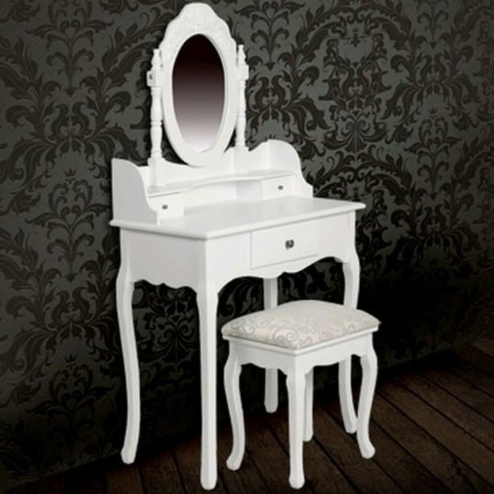 E-shop Toaletný stolík s taburetom biela Dekorhome