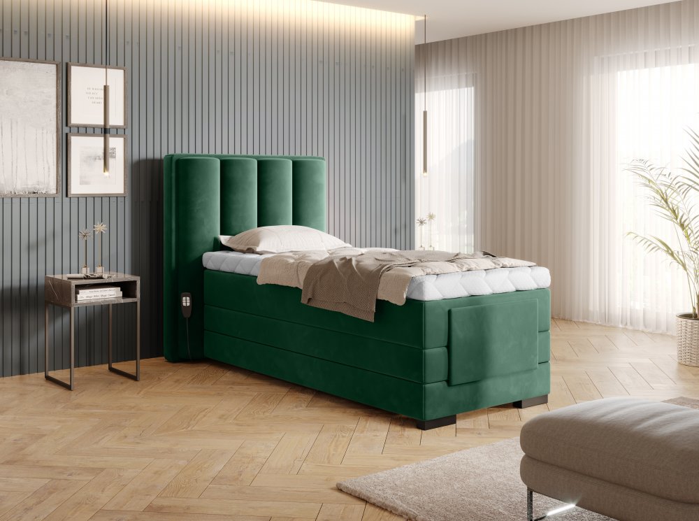 E-shop Elektrická polohovacia boxspringová posteľ VERONA Eltap Lukso 35 - tmavo zelená