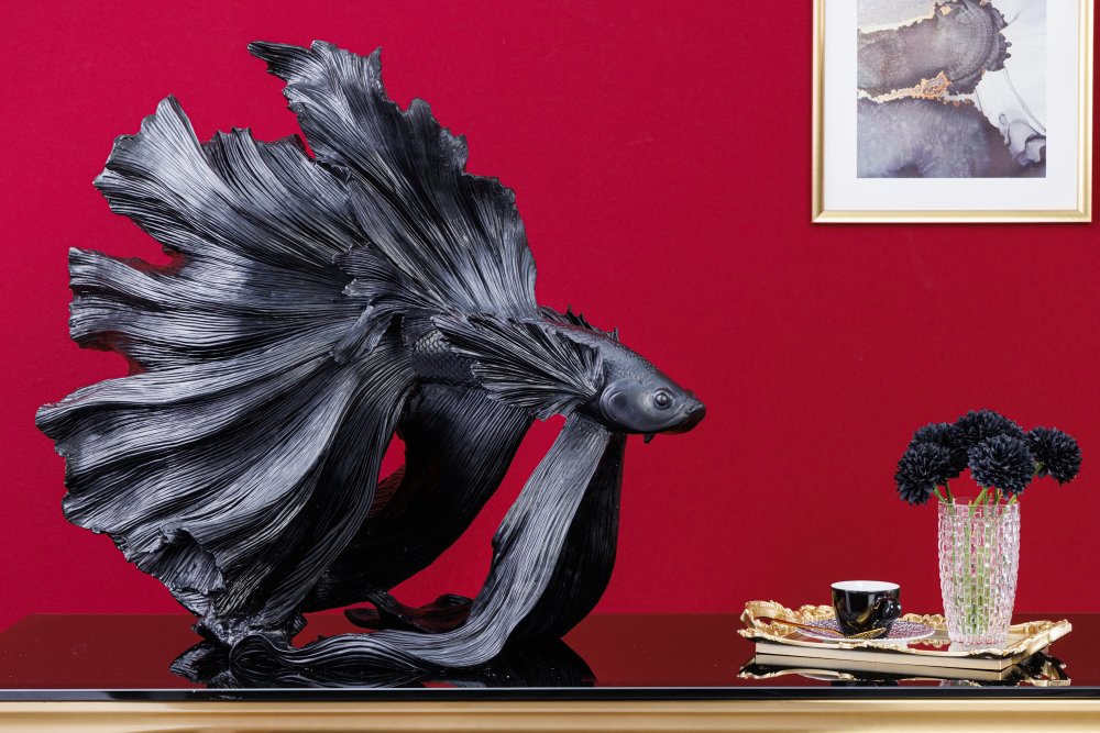 E-shop Dekorační socha rybka TEJE 65 cm  Černá,Dekorační socha rybka TEJE 65 cm  Černá