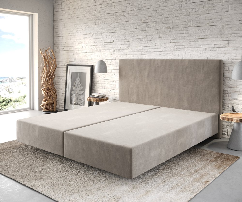 Boxspring posteľ Dream-Well 180x200 cm z mikrovlákna béžová
