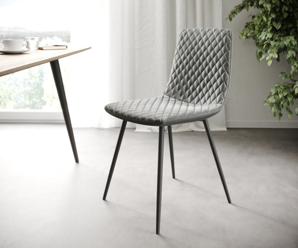 Sada 4 jídelních židlí Novi-Adesso Light Grey Velvet se 4