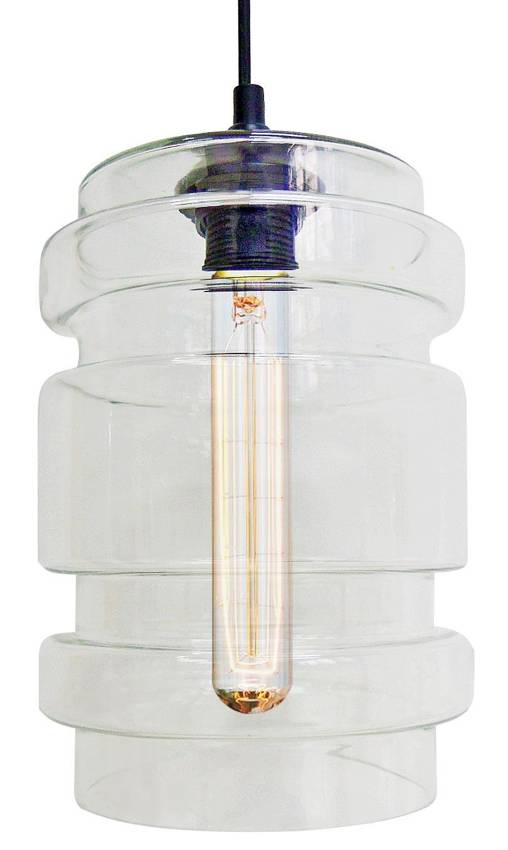 Závesná lampa z bezfarebného skla + žiarovka E27 60W Decorado