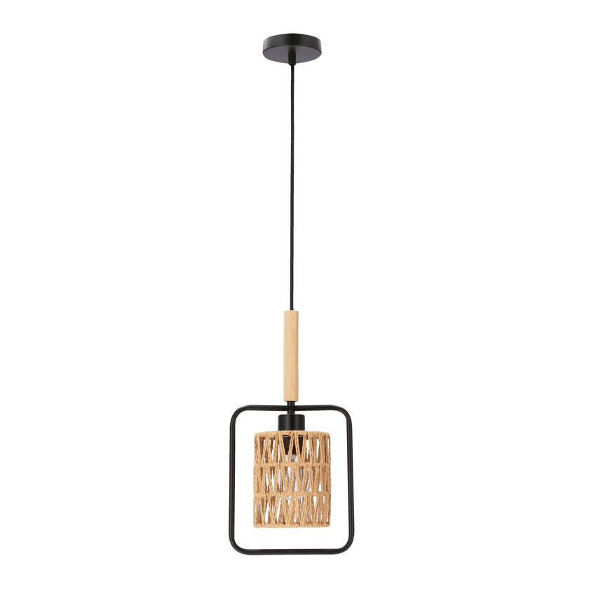 Závesná lampa Crown, čierna, 1x40W, E27, béžové tienidlo