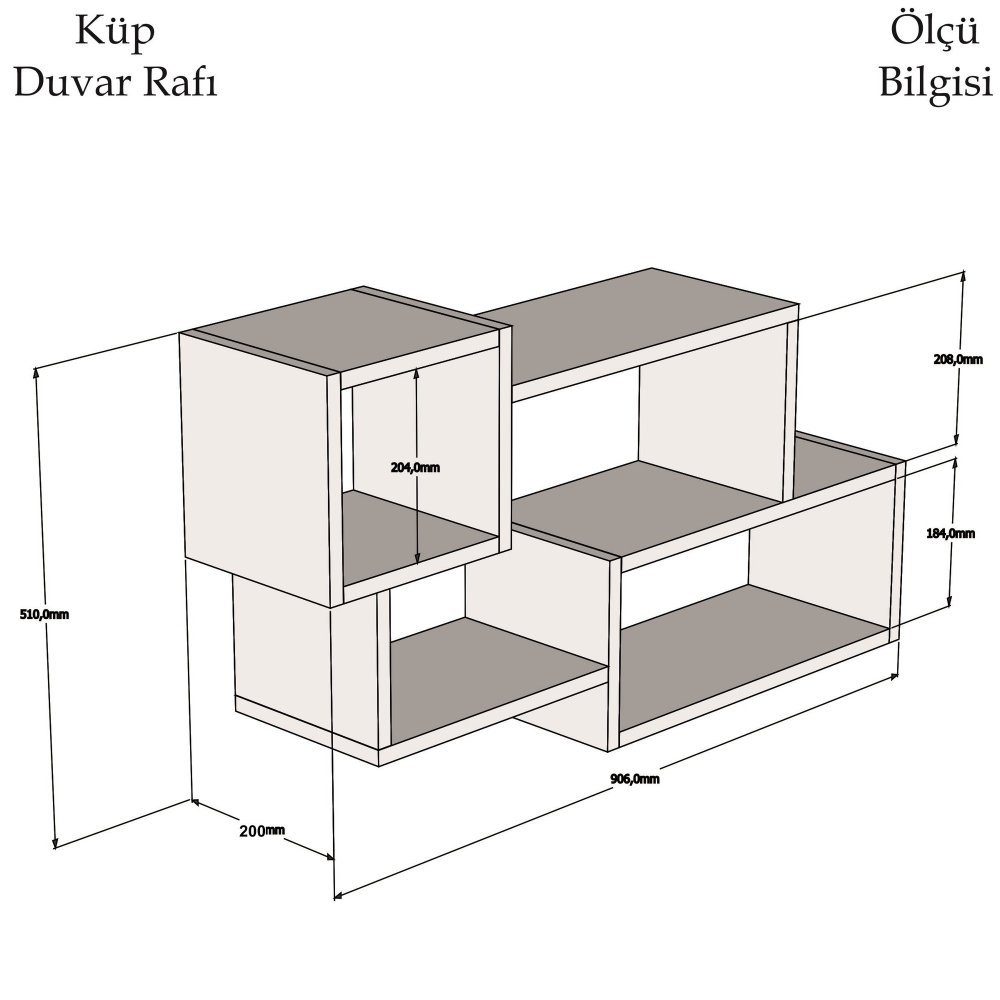 Nástěnná police Afro - White, Walnut - POSLEDNÍ KUS (obrázek 3)