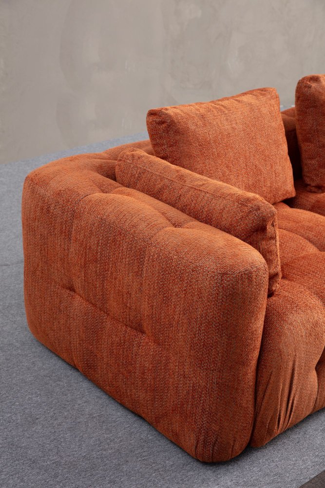 Rohová sedací souprava Amaris 3 Seater With Pouffe - Orange (obrázek 15)