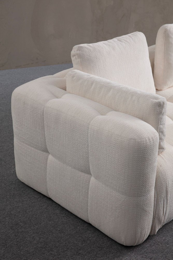 Rohová sedací souprava Amaris 3 Seater With Pouffe - White (obrázek 14)