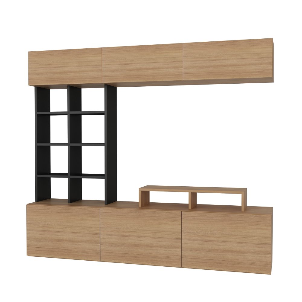 TV stěna / Sestava pod TV Sasa - Teak, Black (obrázek 6)