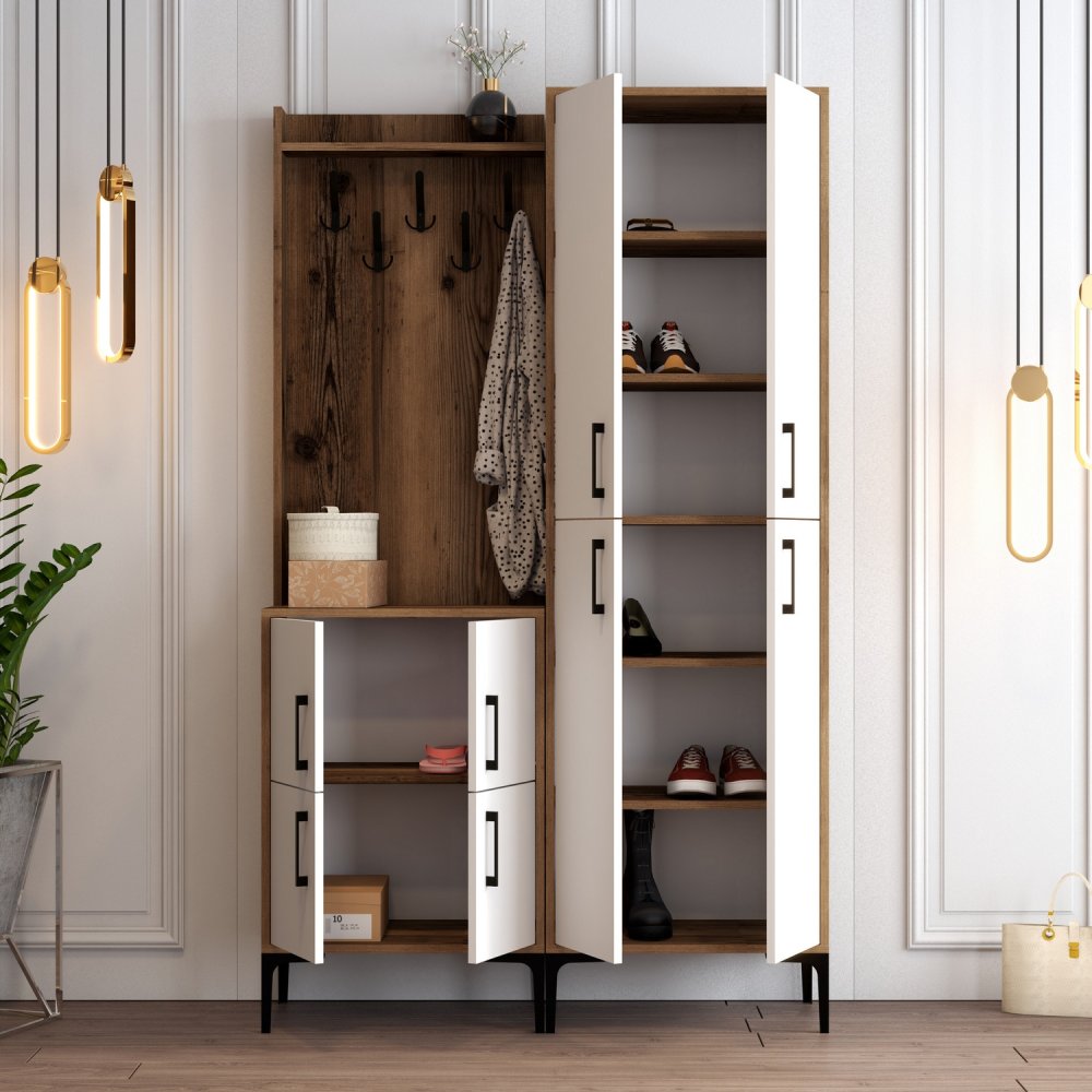 Předsíňová stěna Berlin BA - Walnut, White (obrázek 5)