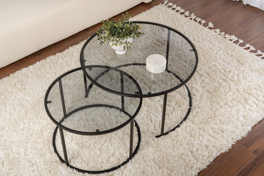 Sada konferenčních stolků Aurum - 80, 60 - Black, Grey (obrázek 5)