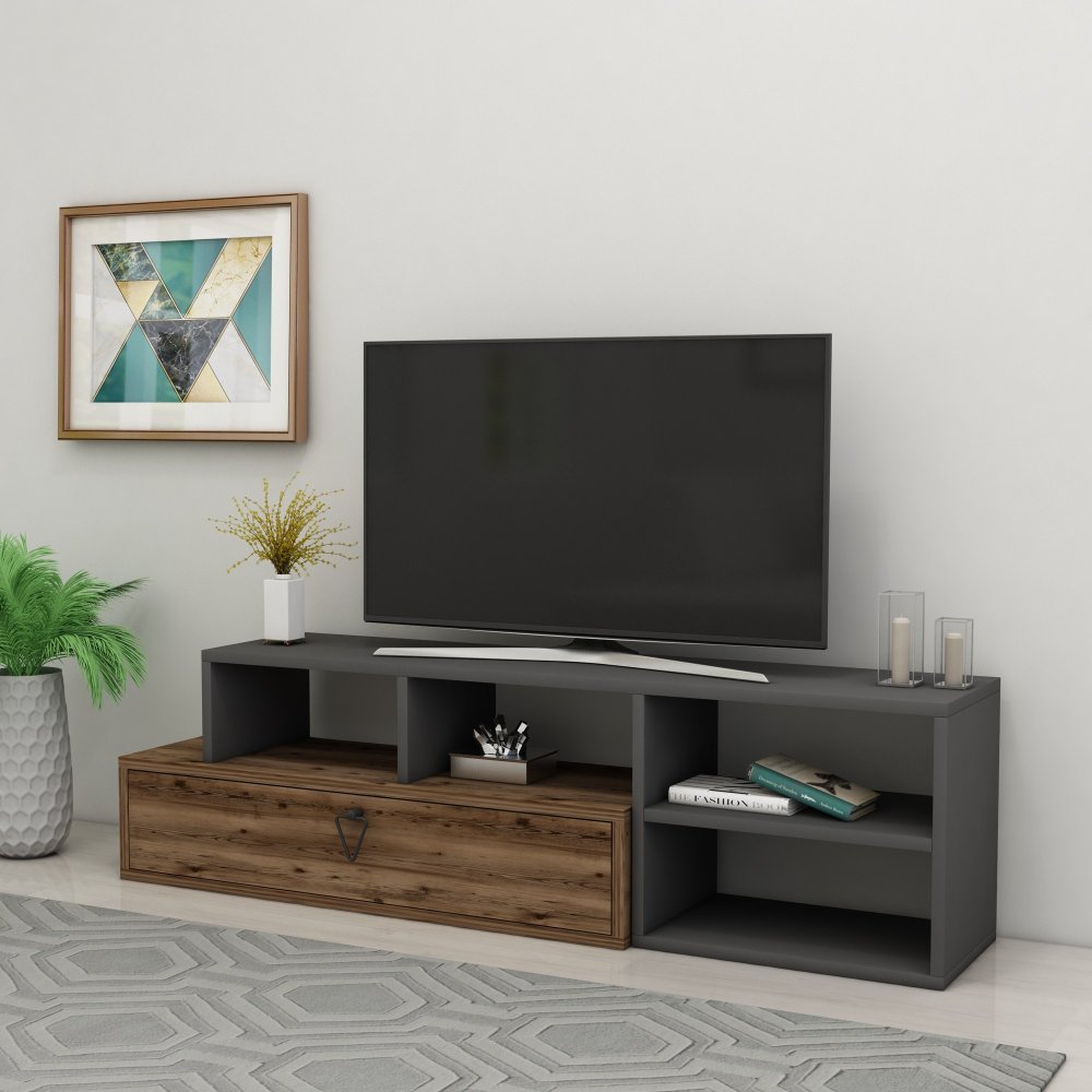 TV stolík Duru - Light Walnut, Anthracite