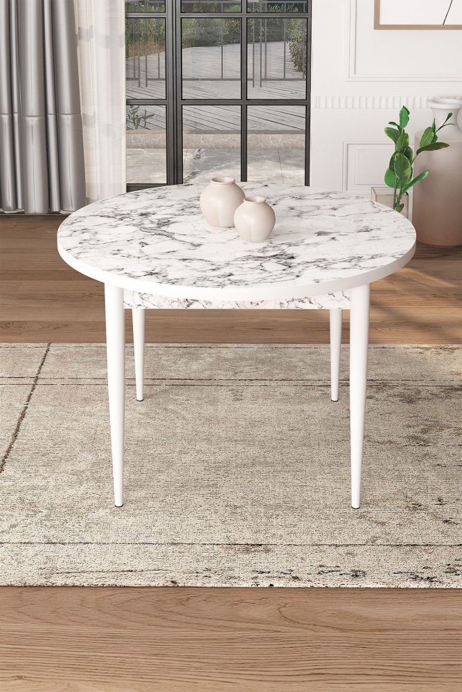 Jedálenský stôl Tor - White Marble, White