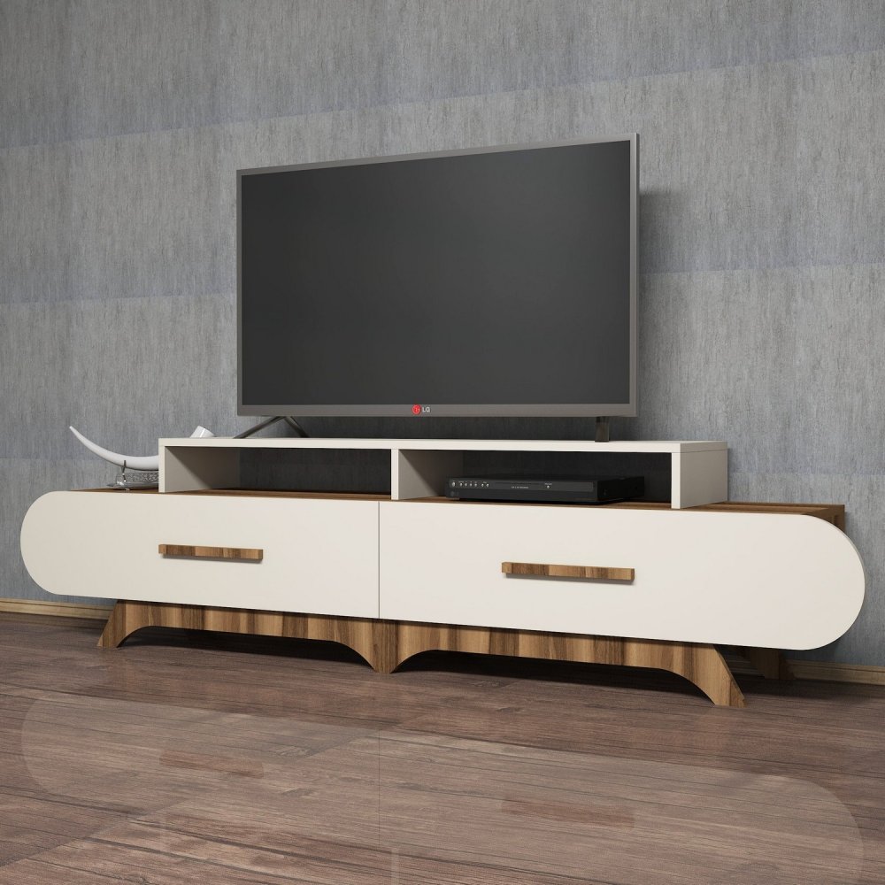 TV stolík Flora - Walnut, Cream
