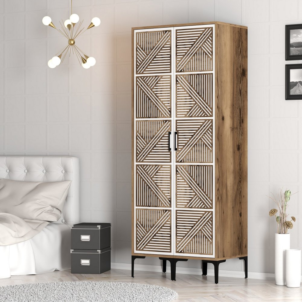 Šatníková skriňa Kumsal PP - Walnut, White