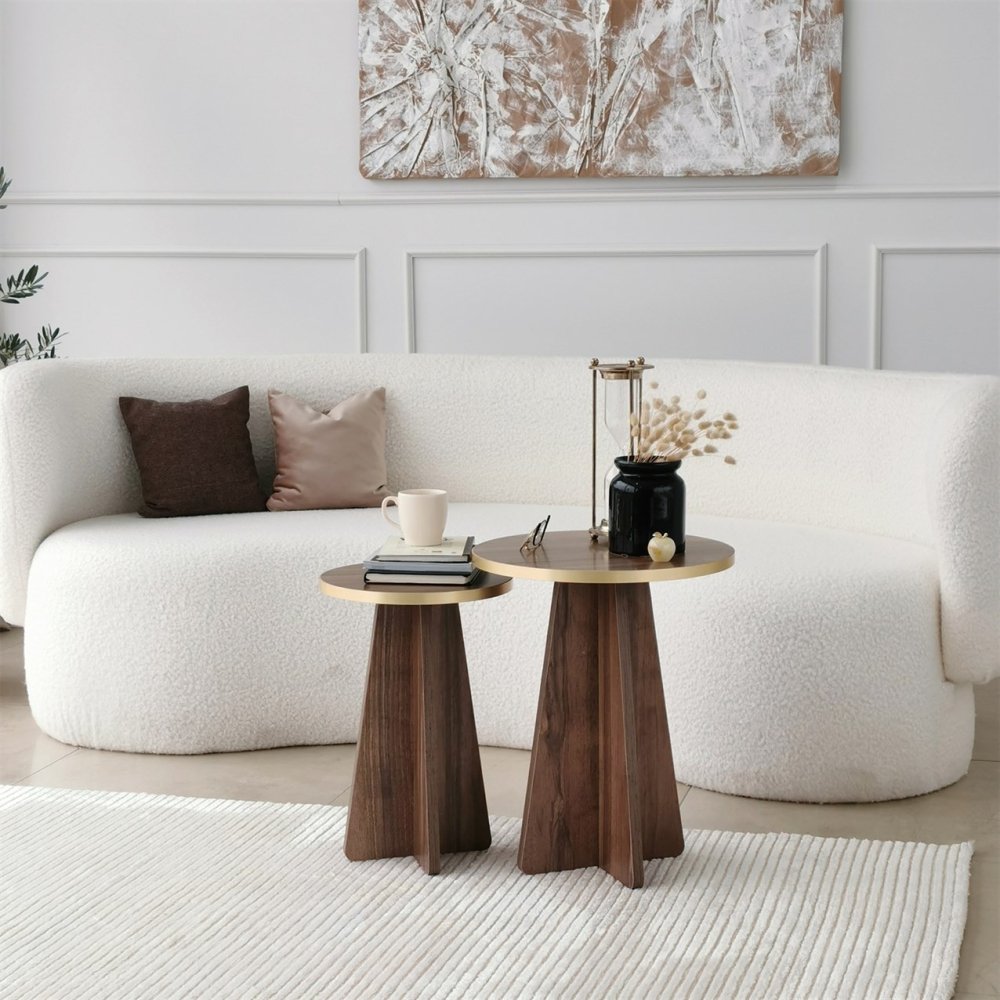 Sada konferenčních stolků Mushroom 2 - Gold, Walnut (obrázek 7)