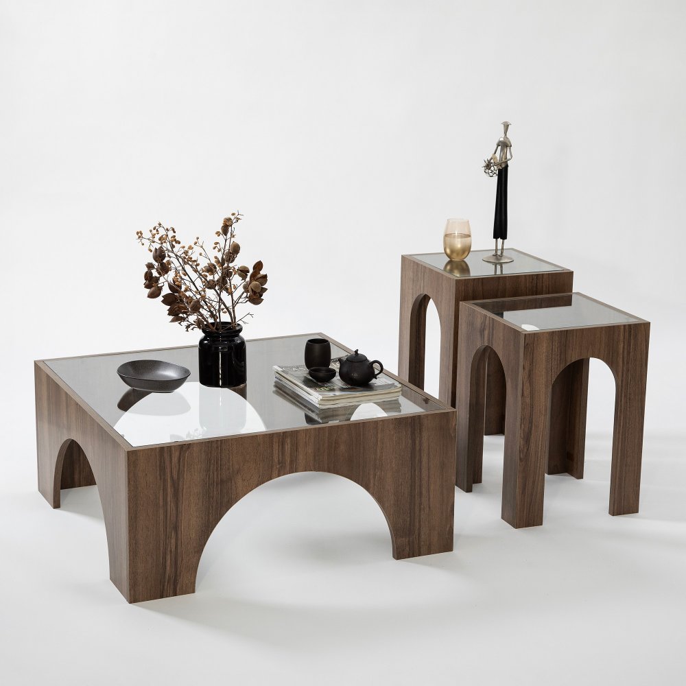 Konferenční stolek Seine - Transparent, Walnut (obrázek 3)
