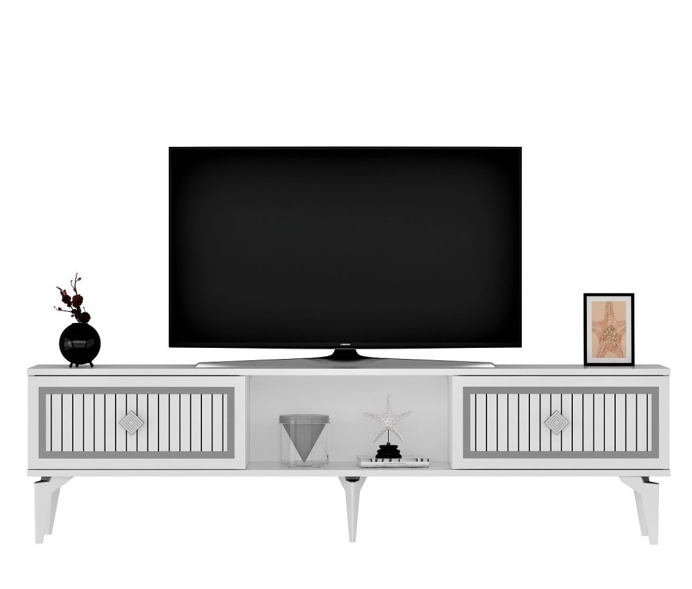 TV stolík Nil - White, Silver