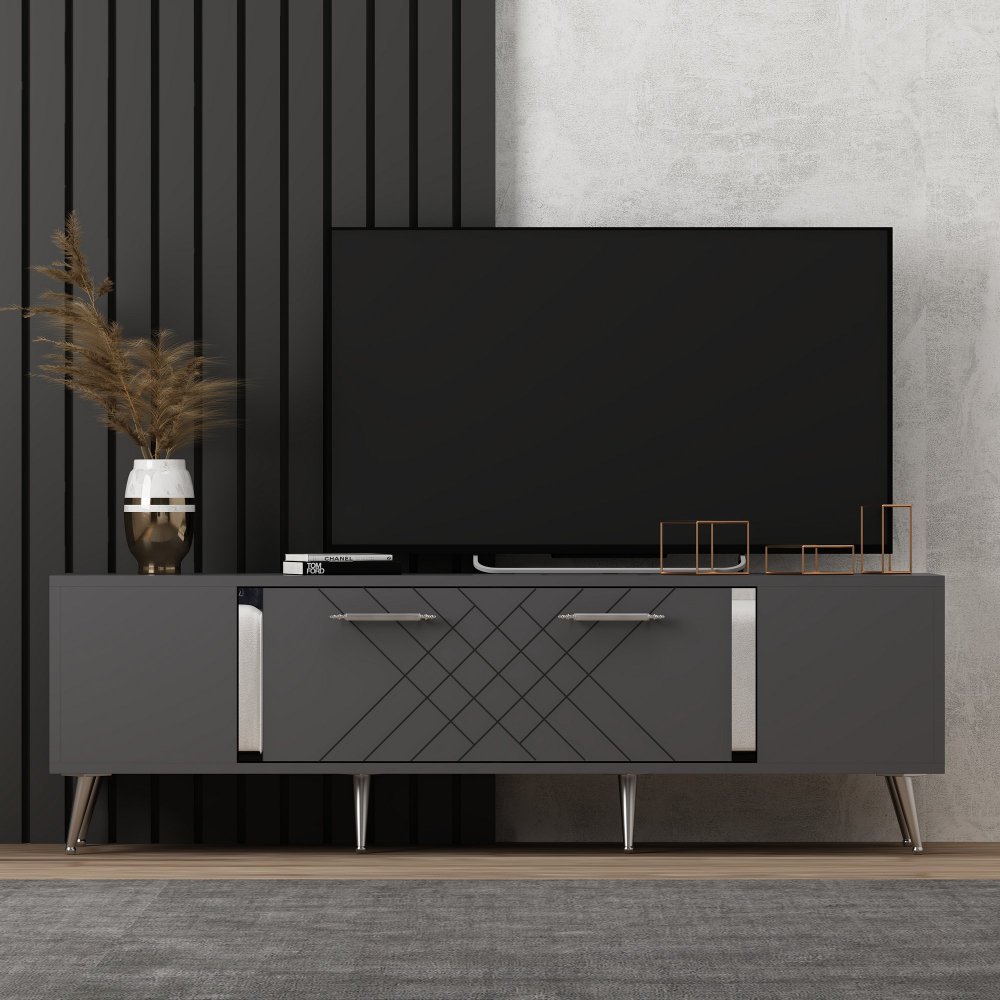 TV stolík Detas - Anthracite, Silver