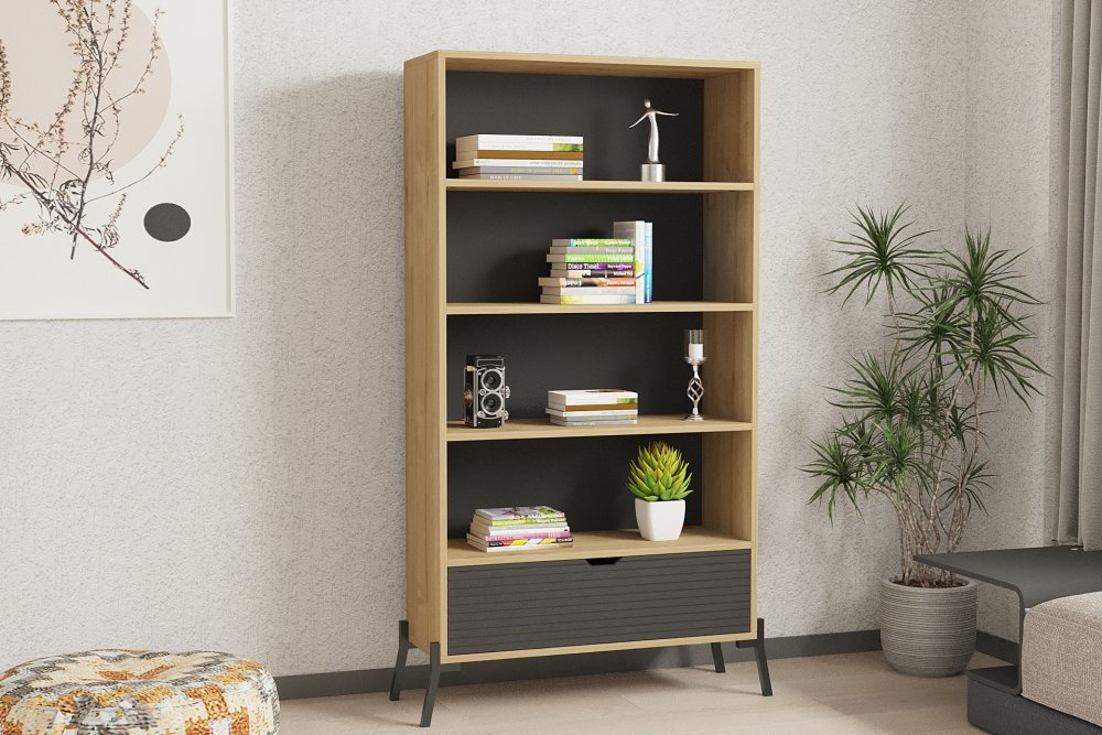 Knižnica Numana - Sapphire Oak, Antracite