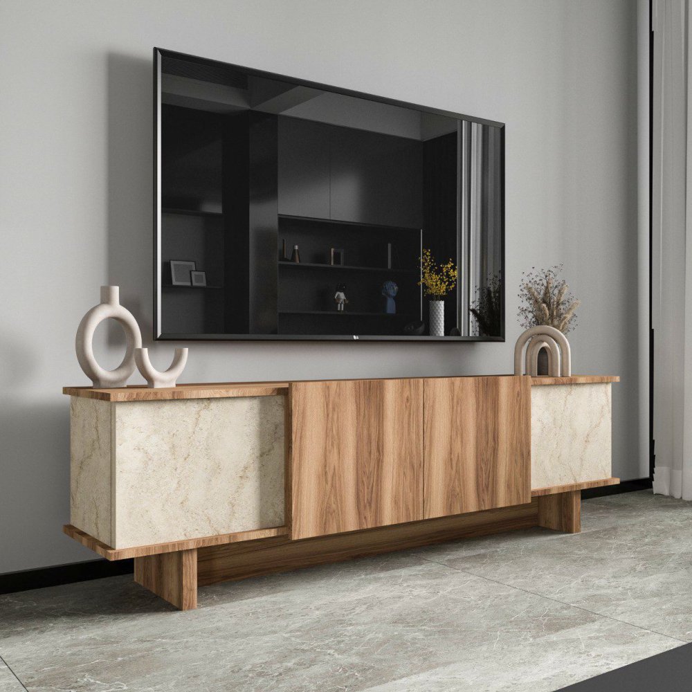TV stolík Diana - Travertine, Walnut