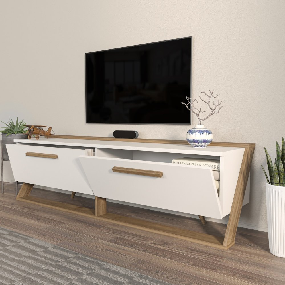 TV stolek Astrid - White, Walnut (obrázek 4)