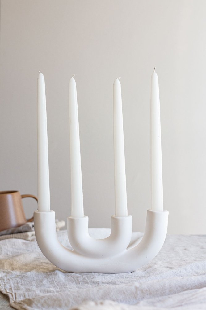 Candlestick Set (5 Pieces) Four Arms - White
