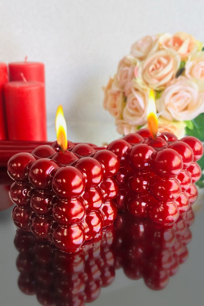 Súprava sviečok (2 kusy) Parlak Bubble - Red